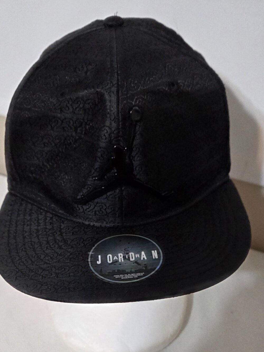 Vintage Jordan Nike Brand Jumpman Snapback Hat Cap Black Youth Metal
